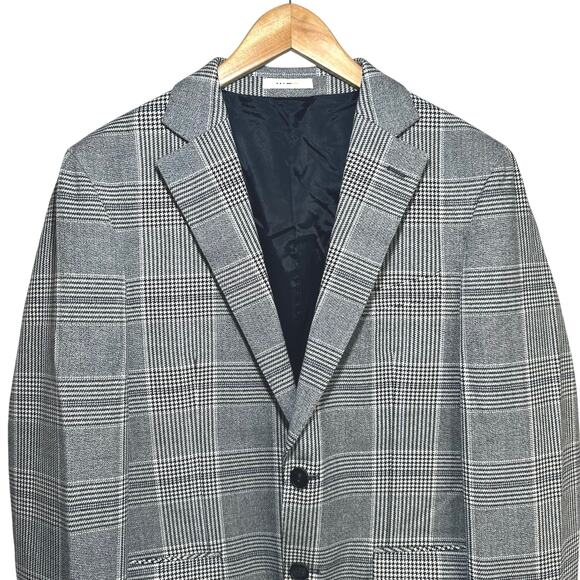 Seig Mens Black and White Plaid Checkered Blazer Houndstooth Large Made in Korea - Picture 3 of 16